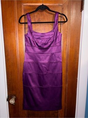 dressbarn collection Purple Satin Sleeveless Sheath Midi Dress
